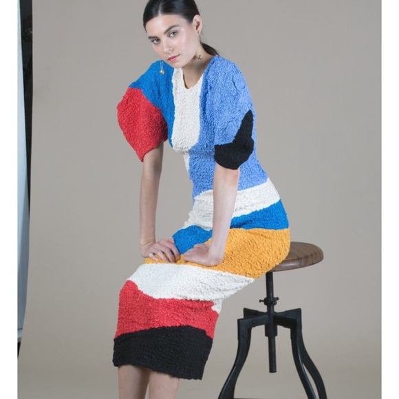 SOLD! Mara Hoffman Freya Color Block Midi Dress S - Picture 3 of 12